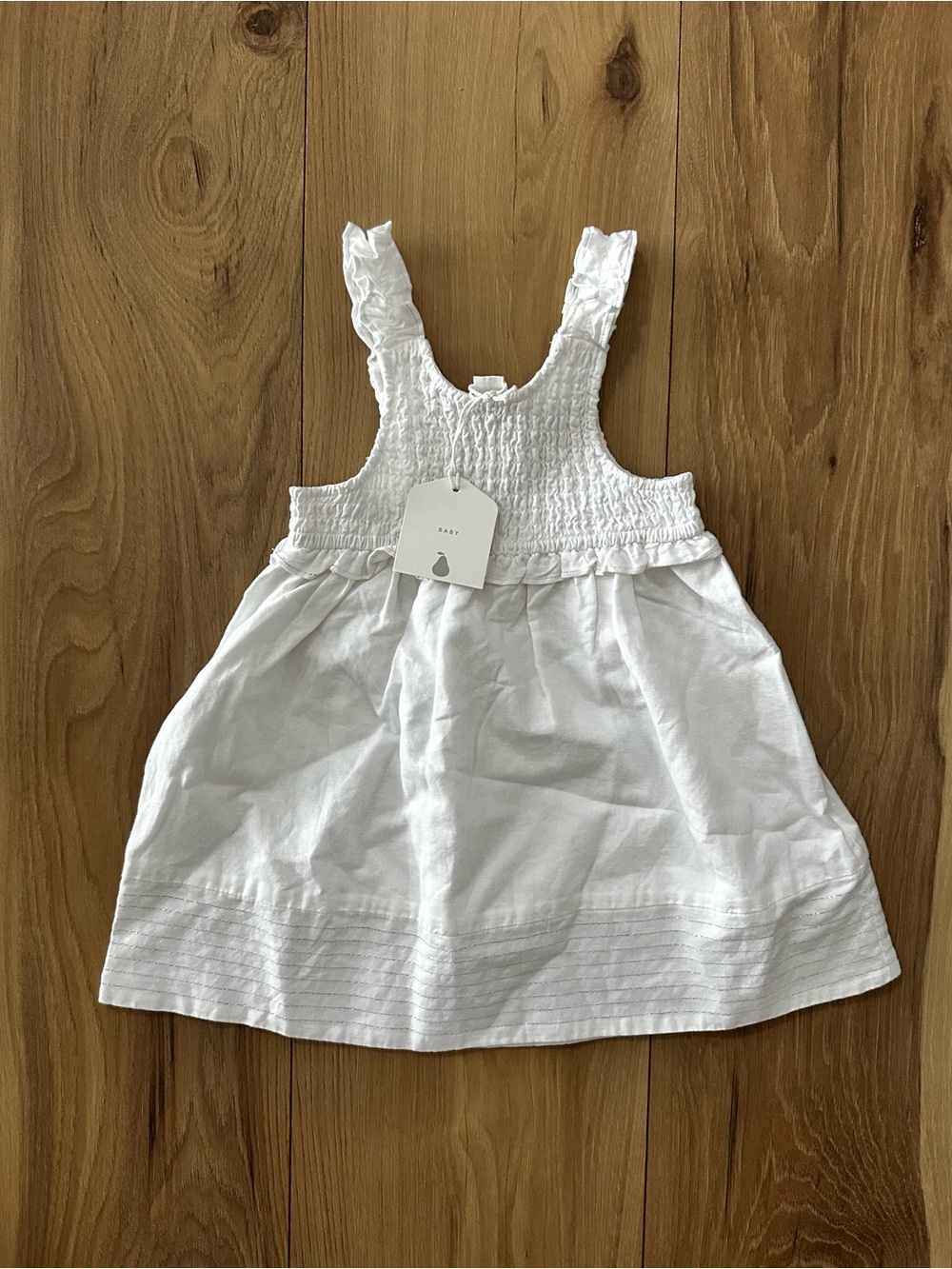 NWT Country Road Baby Girl White Shirred Frill Organic Cotton Dress 12-18M